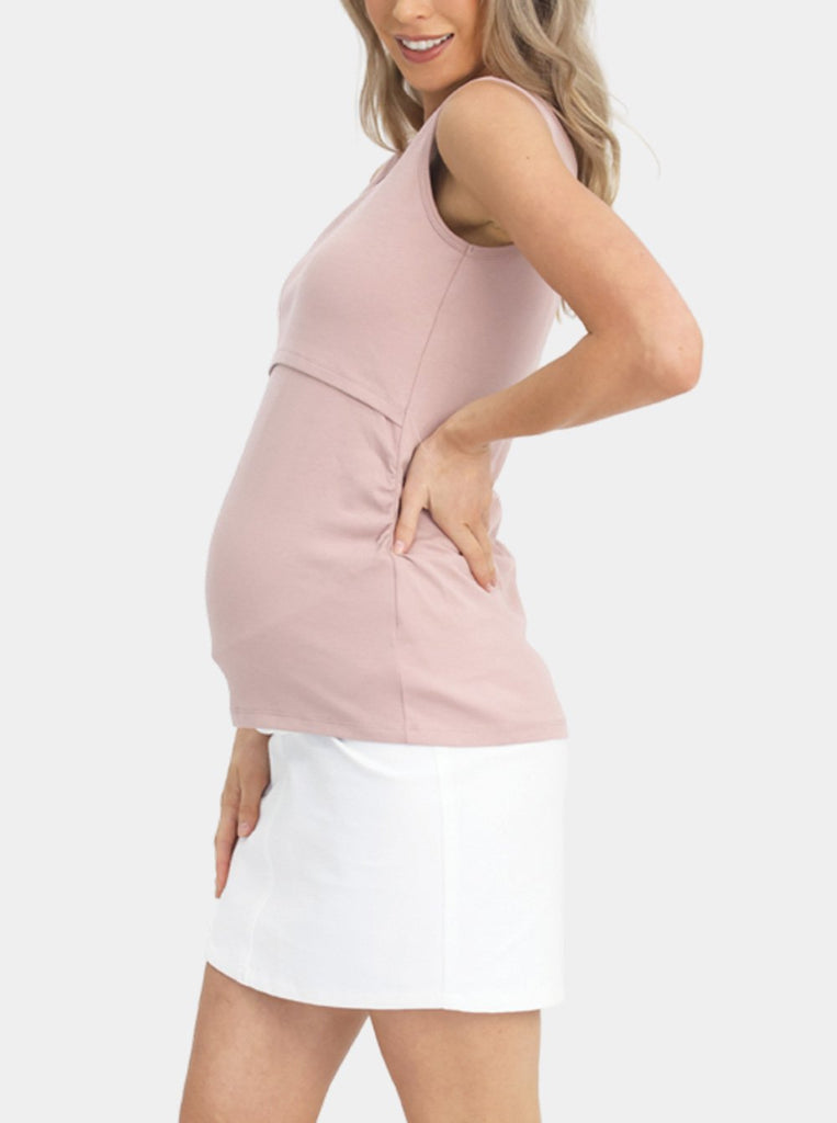Side view - Maternity & Nursing Sleeveless Tank - Dusty Pink (6640277356638)