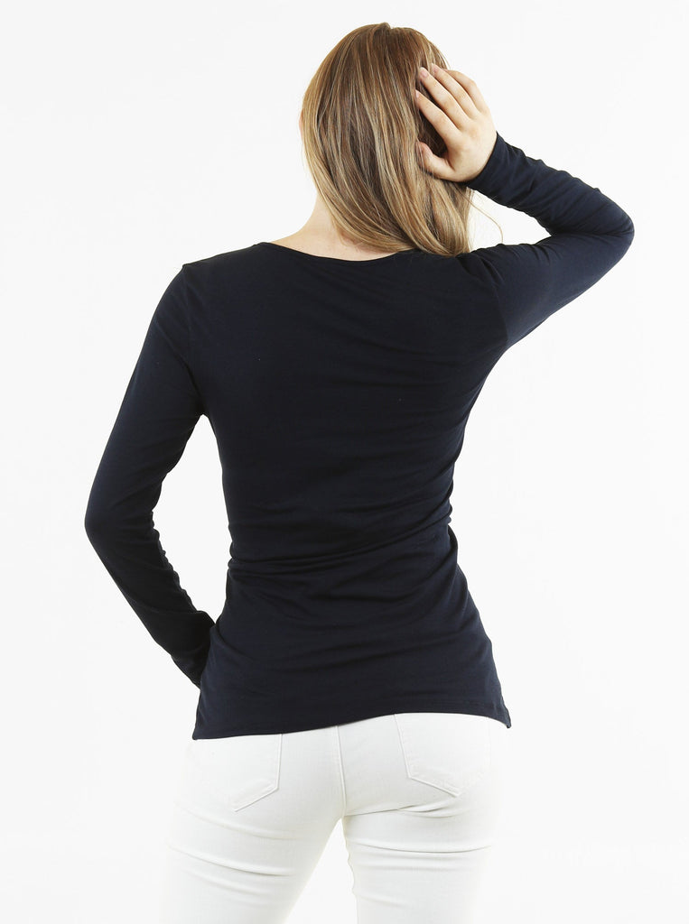 Back view - Maternity & Nursing Crossover Long Sleeve Tee Top (6669517029470)