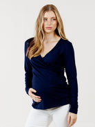 Main view - Maternity & Nursing Crossover Long Sleeve Tee Top (6669517029470)