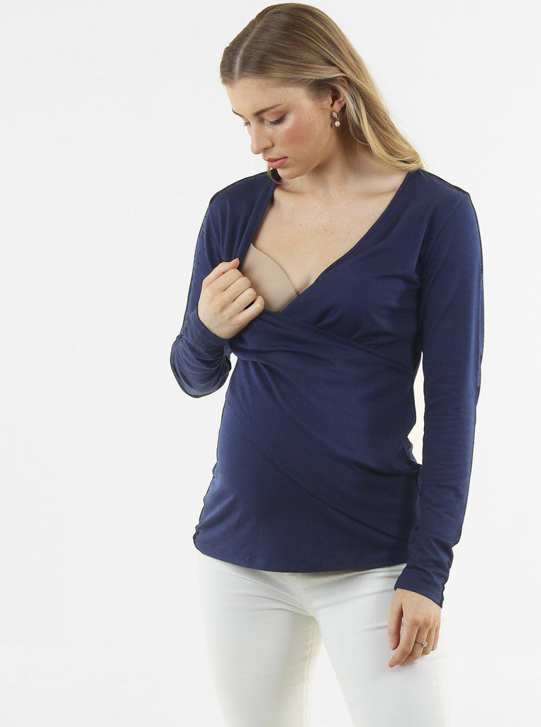 Easy access breastfeeding maternity top (6669517029470)