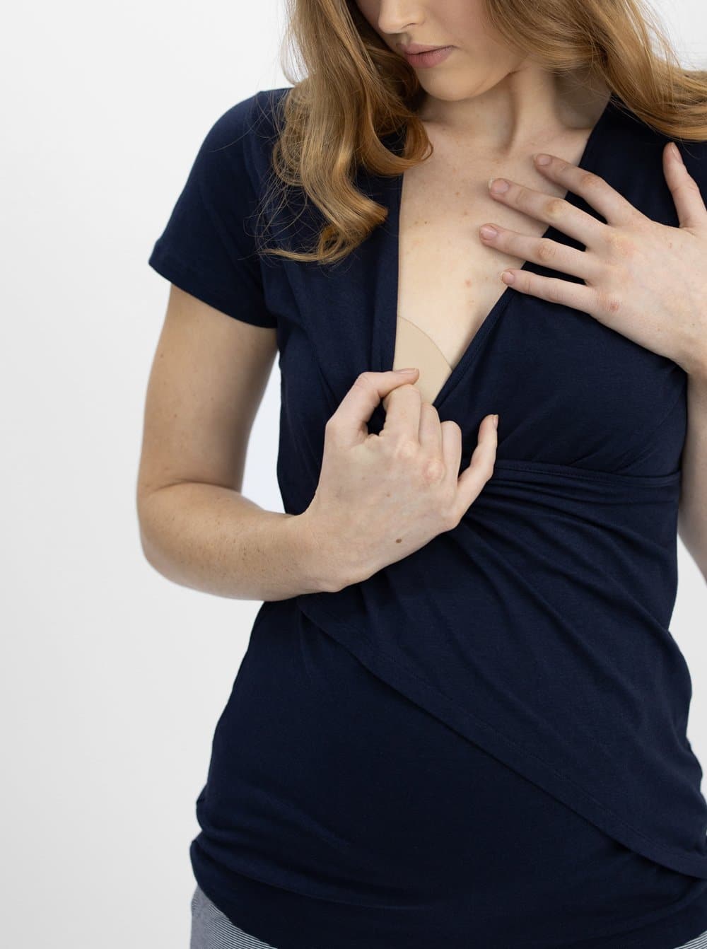 Nursing friendly - Short Sleeve Nursing Friendly  Bamboo Maternity Crossover Black Top (4801468399710)