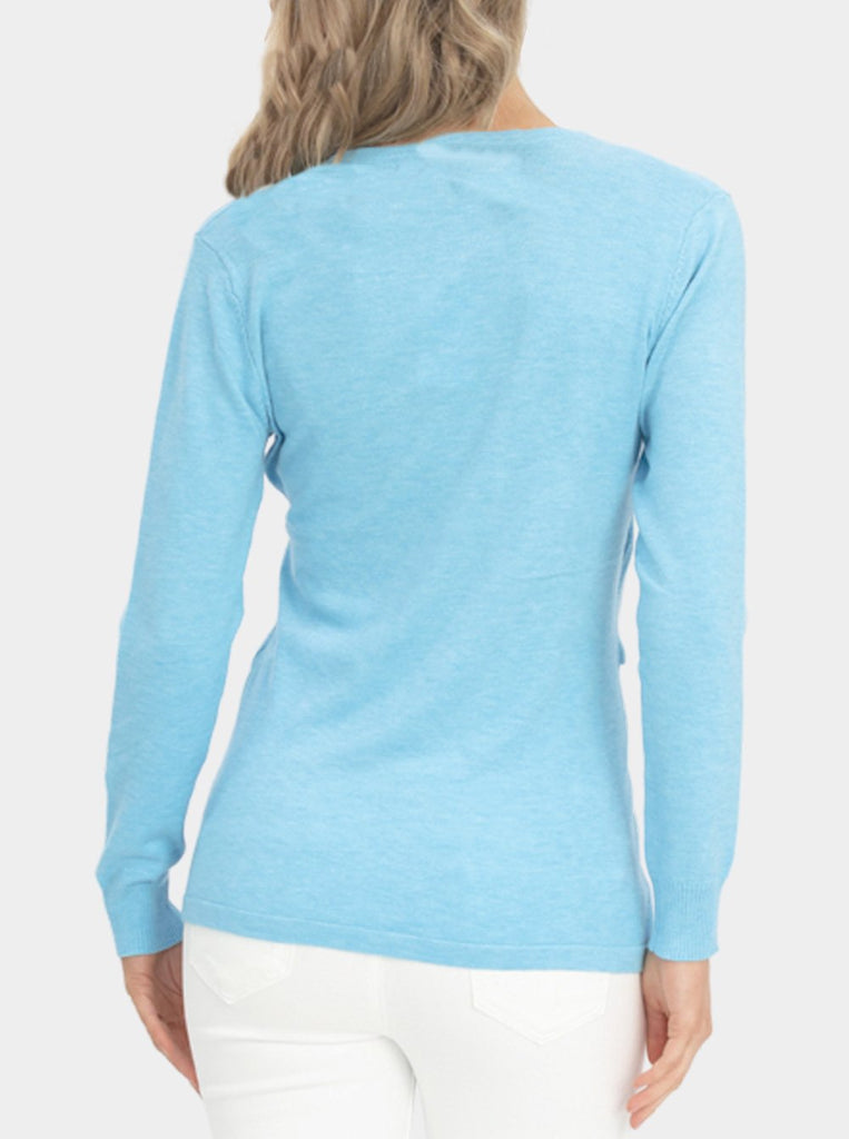 Back view - Maternity Crossover Nursing Long Sleeve Top in See Blue (6618523697246)