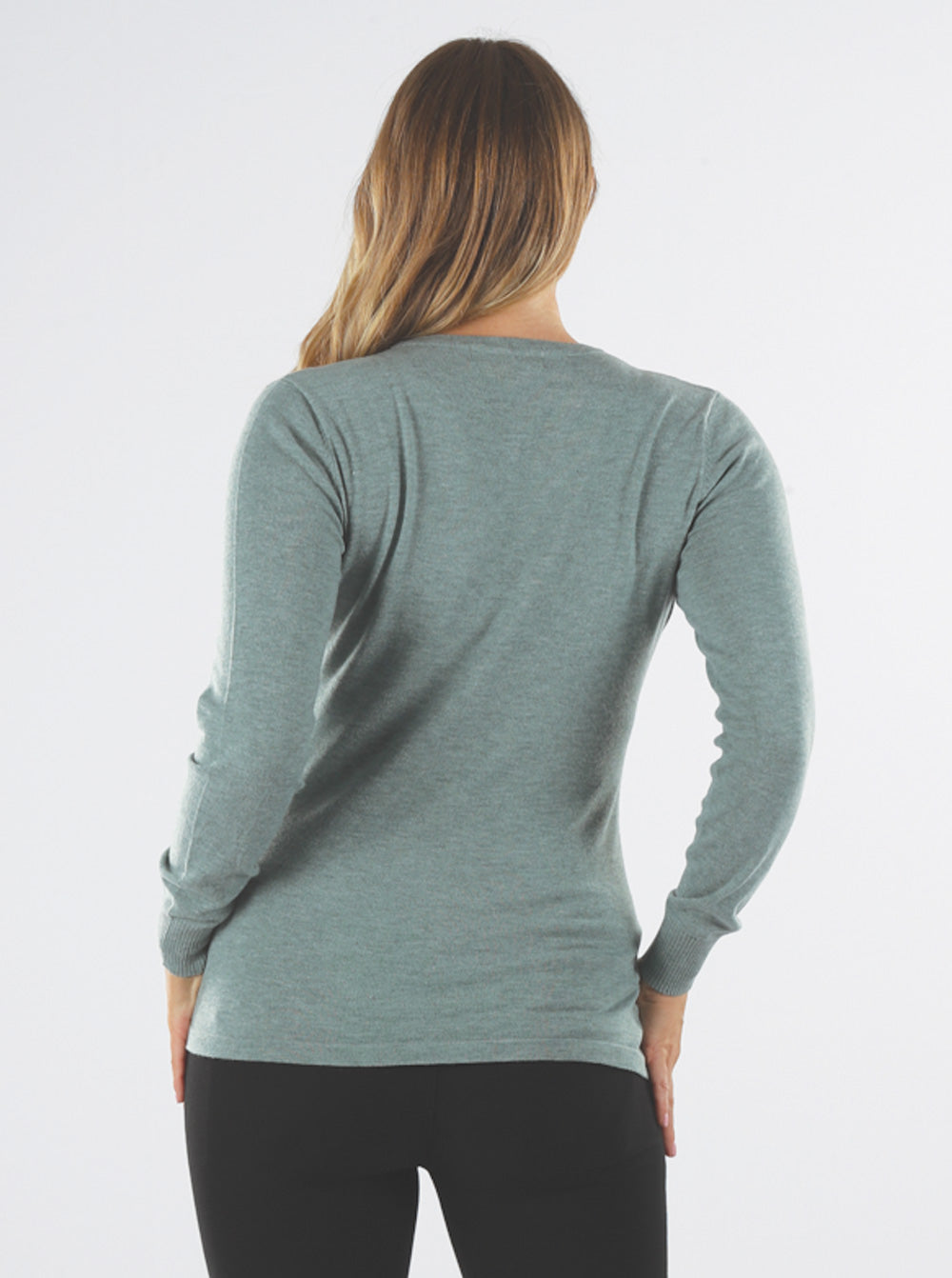 Back view - Maternity Crossover Nursing Long Sleeve Top in Sage Green (6618523631710)