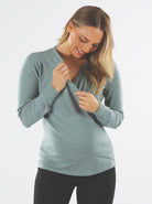 Nursing friendly - Maternity Crossover Nursing Long Sleeve Top in Sage Green (6618523631710)