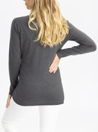 Maternity Merino Wool Knit Long Sleeve Top - Charcoal back (4754233327710)