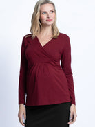 Maternity Bamboo Wrap Nursing Work Top - Angel Maternity USA (4694373269598)