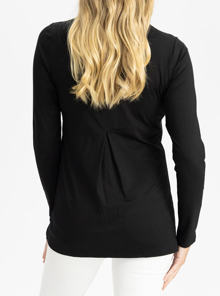 Long Sleeve Maternity and Nursing Top in Black back (4792059265118)