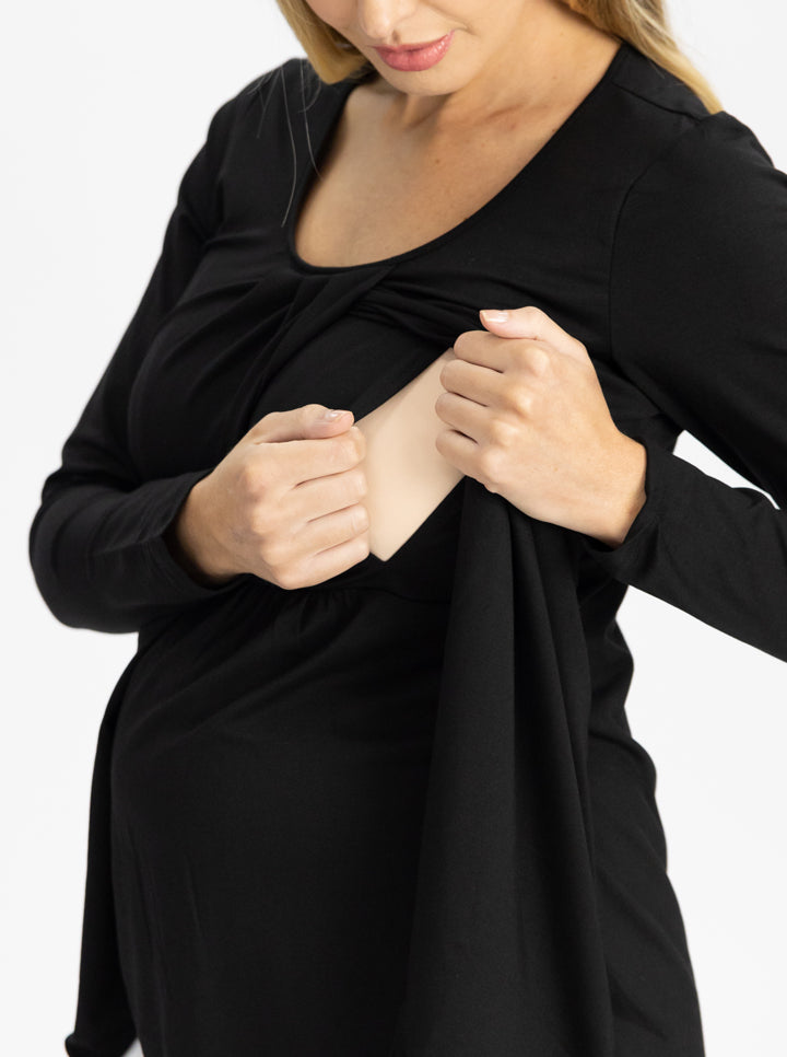 Long Sleeve Maternity and Nursing Top in Black nursing (4792059265118)