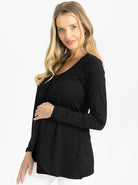 Long Sleeve Maternity and Nursing Top in Black side (4792059265118)
