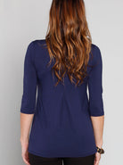 Back view - Maternity Petal Front Long Sleeve Nursing Top - Navy - Angel Maternity USA (1580642730078)