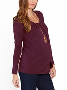 Main view - Petal Front Long Sleeve Nursing Top - Deep Plum (1580642664542)