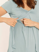 Petal Front Short Sleeve Nursing Top  - Violet - Angel Maternity USA (1301900591198)