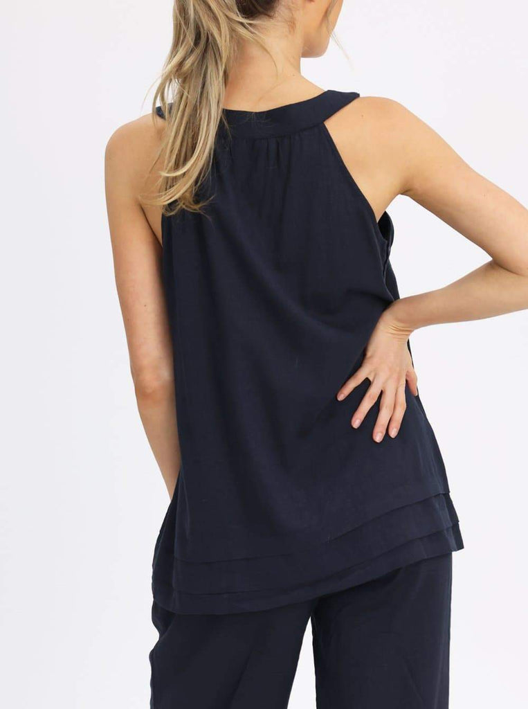 Maternity Sleeveless Linen Top in Navy - Angel Maternity - Maternity clothes - shop online (6640781557854)