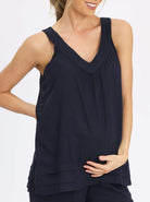 Maternity Sleeveless Linen Top in Navy - Angel Maternity - Maternity clothes - shop online (6640781557854)