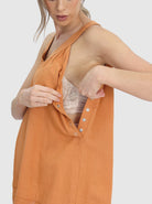 Nursing friendly - Maternity Sleeveless Linen Summer Top in Orange (6640781590622)