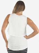 Back view - Nursing Friendly Maternity Sleeveless White Tank (6639696216158)
