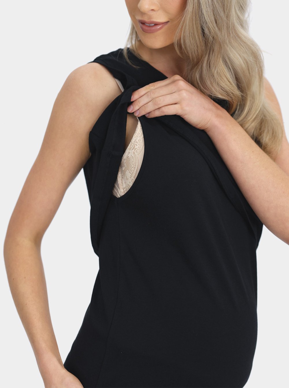 Nursing friendly - Black Sleeveless Maternity & Nursing Tank (6639696150622)
