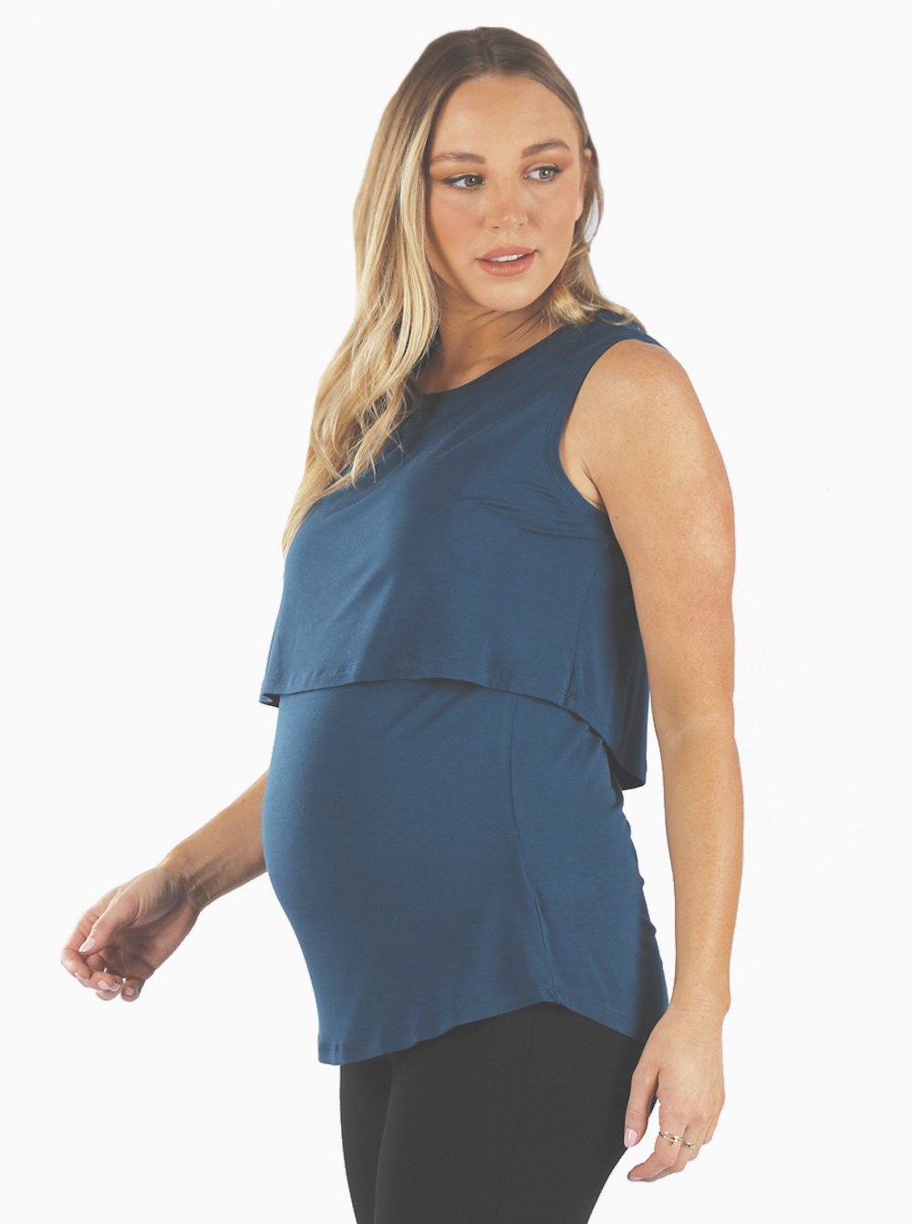 Side view - Maternity & Nursing Tank in Teal (6639696248926)