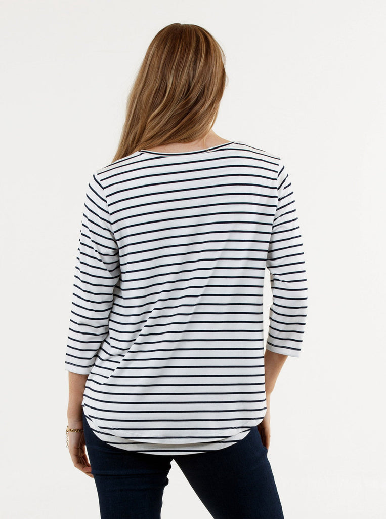 Back view - Bamboo Stripe Long Sleeve Maternity and Nursing Top (6669517127774)