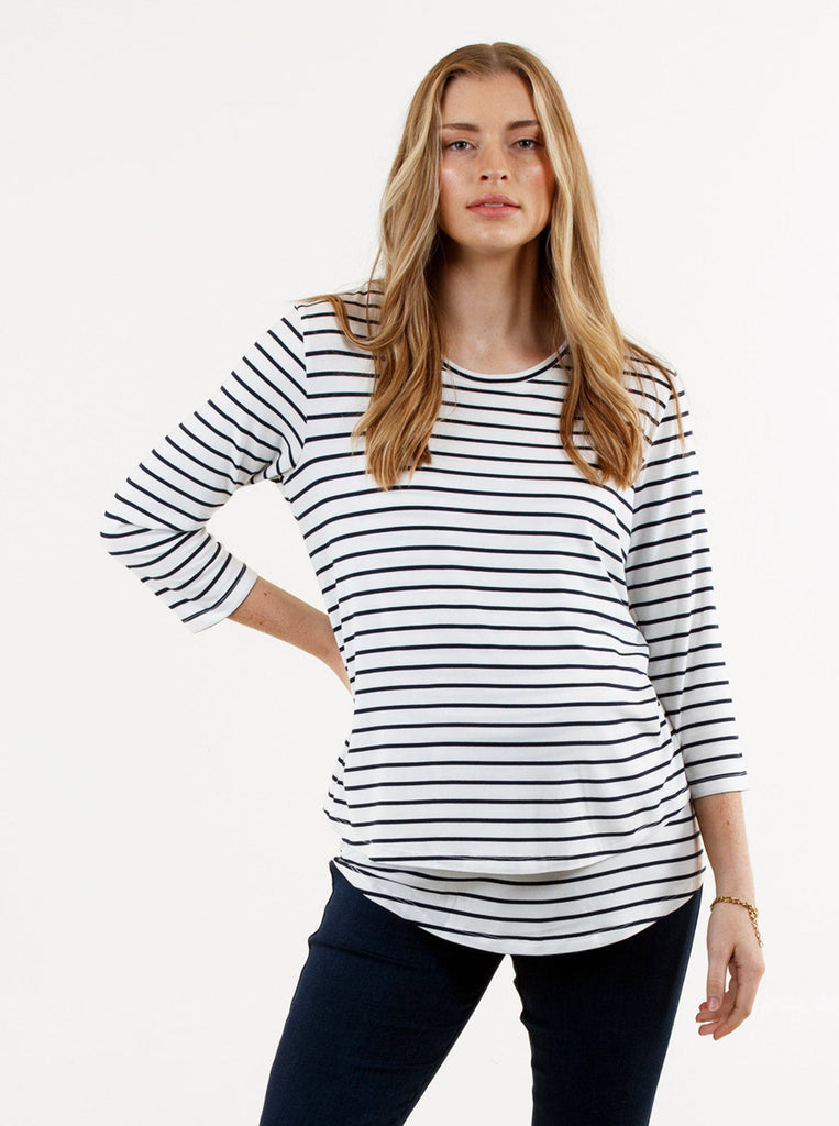 Main view - Bamboo Stripe Long Sleeve Maternity and Nursing Top (6669517127774)