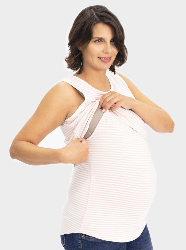 Nursing friendly - Maternity Pink Stripes Tank (6639696281694)