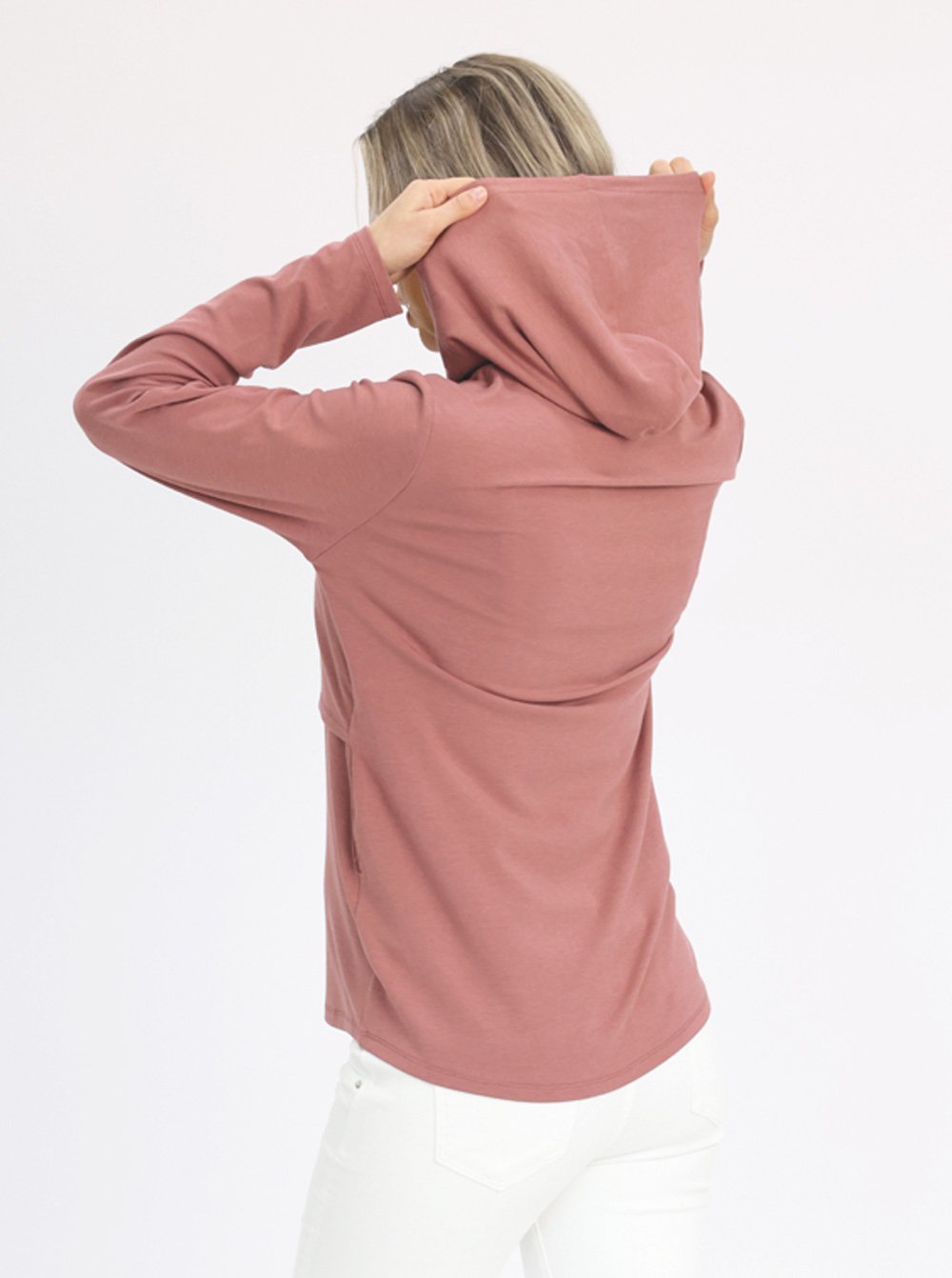 Back view - Maternity & Nursing Hoodie in Dusty Pink (6636237258846)