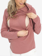 Nursing friendly maternity hoddie dusty pink (6636237258846)