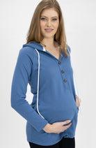 Nursing Hoodie Breastfeeding Jumper Top - Blue - Angel Maternity USA (4753169481822)