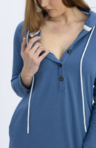 Nursing Hoodie Breastfeeding Jumper Top - Blue - Angel Maternity USA (4753169481822)
