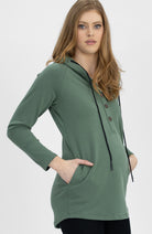 Nursing Hoodie Breastfeeding Jumper Top - Khaki - Angel Maternity USA (4753171644510)