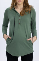 Nursing Hoodie Breastfeeding Jumper Top - Khaki - Angel Maternity USA (4753171644510)