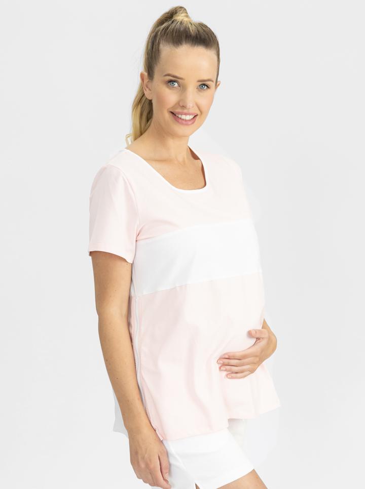 Copy of Maternity and Nursing T-Shirt in Pink and White side (4802020573278)
