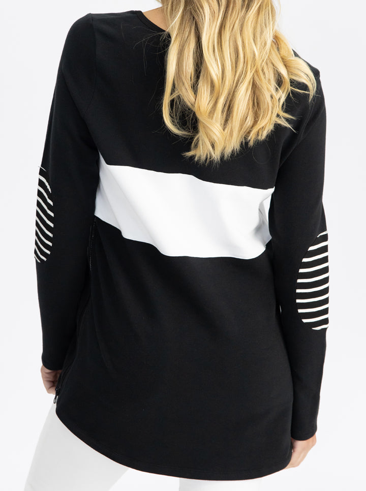 Maternity and Nursing Long Sleeve T-Shirt in Black and White - Angel Maternity USA (4791695605854)
