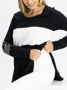Maternity and Nursing Long Sleeve T-Shirt in Black and White - Angel Maternity USA (4791695605854)