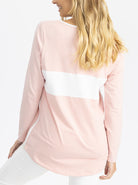 Back view - Maternity and Nursing Long Sleeve T-Shirt in Pink and White (4791693934686)