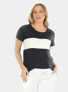 Main view - Navy Maternity and Nursing Cotton T-Shirt (6663267876958)