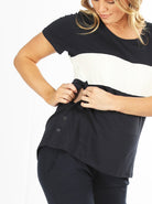 Nursing friendly - Navy Maternity and Nursing Cotton T-Shirt (6663267876958)