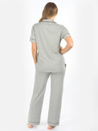 Maternity and Nursing short Sleeve Pyjama Set in Marl Grey Bamboo (6664047493214)