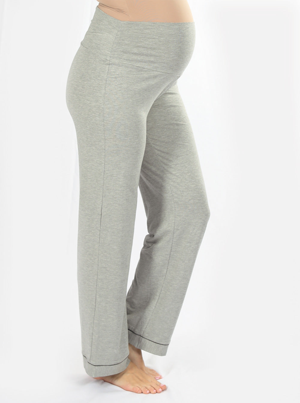 Maternity and Nursing short Sleeve Pyjama Set in Marl Grey Bamboo (6664047493214)