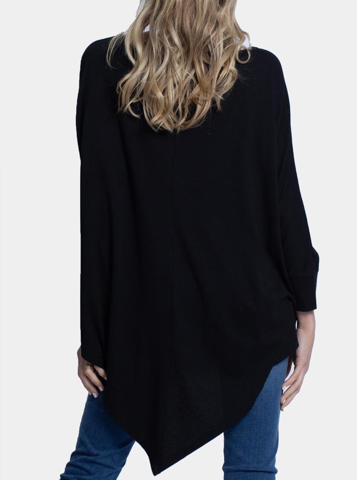 Back view - Loose Fit Oversize Maternity Black Tee  (4754174017630)