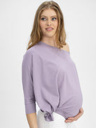 Side view - Loose Fit Oversize Purple Maternity Tee  (4754253873246)