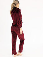 Maternity Velour Lounge Set - Red (6621383983198)