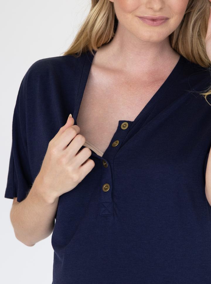 Nursing friendly - Mama Hospital Nightie in Navy (4827649278046)