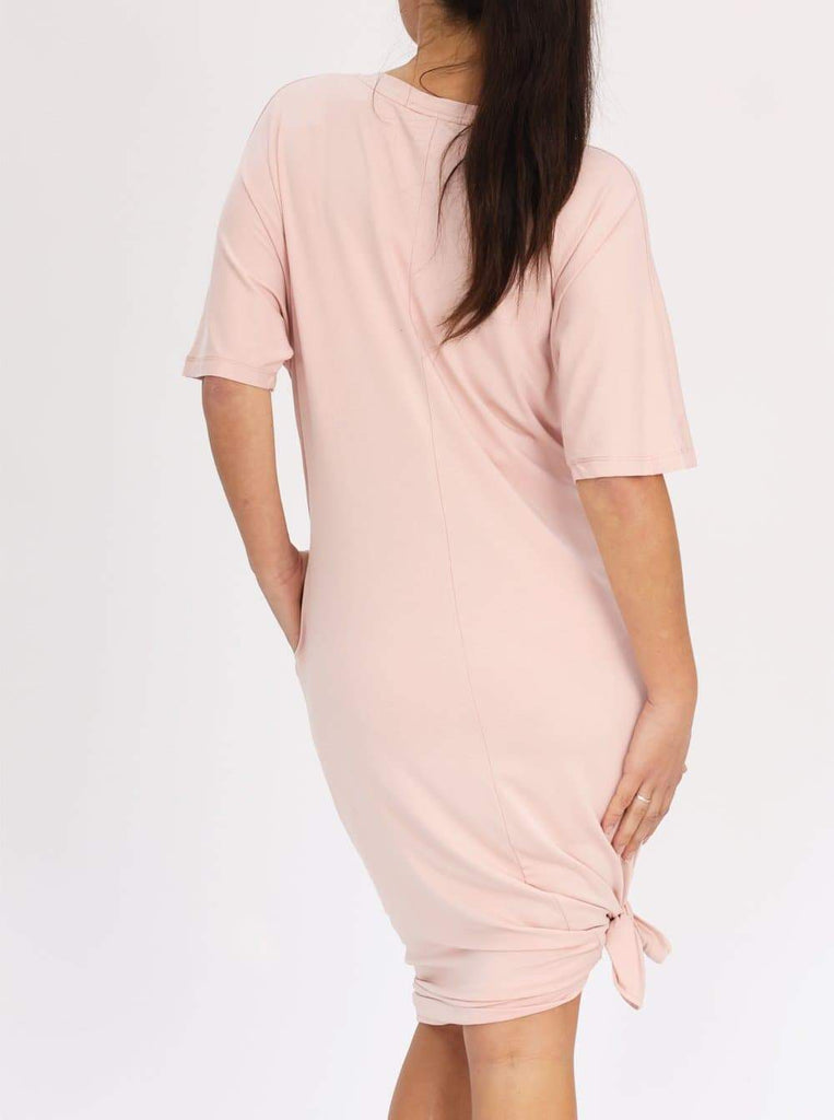 Mama Hospital Nightie, Long Length with Baby Pouch in Pink (6621381853278)