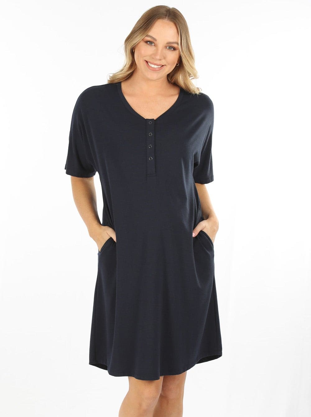 Mama Hospital Nightie, Long Length with Baby Pouch - Angel Maternity - Maternity clothes - shop online (6621381820510)