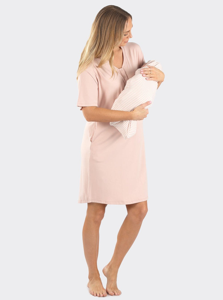 Angel Maternity Nursing Dress, Robe & Baby Blanket Set