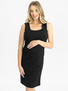Main view - Classic Cotton Nursing Tank Dress in Black - Angel Maternity USA (4718803681374)