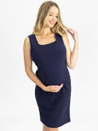 Classic Cotton Nursing Tank Dress in Navy main (4801468989534)