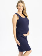 Classic Cotton Nursing Tank Dress in Navy side (4801468989534)