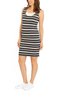 Basic Cotton Nursing Tank Dress in Grey & Navy Stripes - Angel Maternity USA (1301878538334)